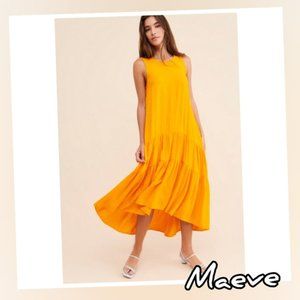 Anthropologie maeve orange tiered maxi dress